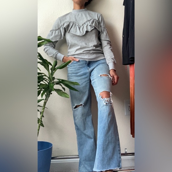 Ruffle Pullover Top Pink & Grey - Picture 7 of 11